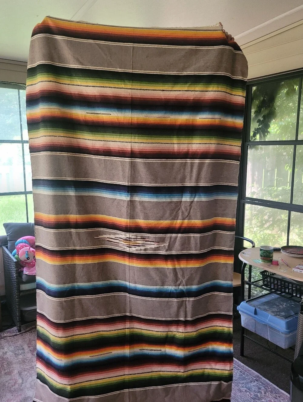 Vintage Mexican Serape Blanket 5X7FT